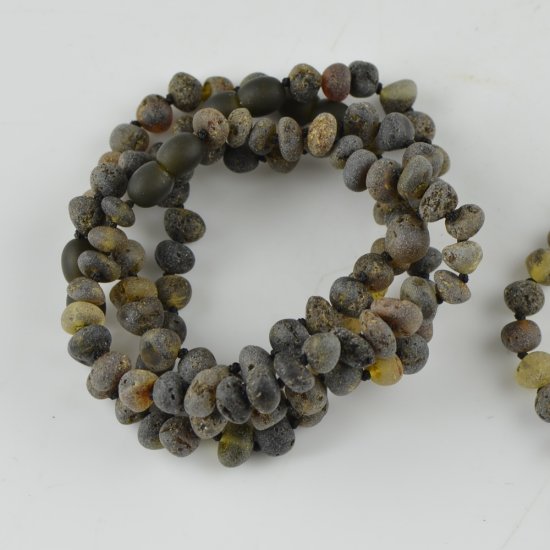 Amber bracelet 18cm with oval raw beads